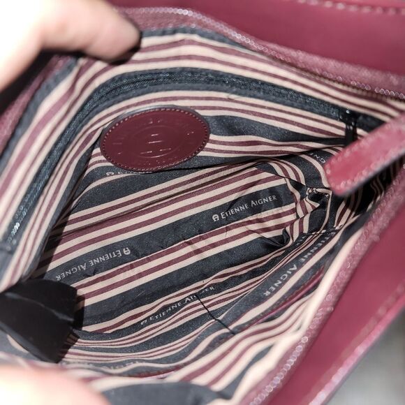 Etienne Aigner Vintage Burgundy Leather Crossbody Bag,Jewelry And Sunglass Case - Picture 7 of 12